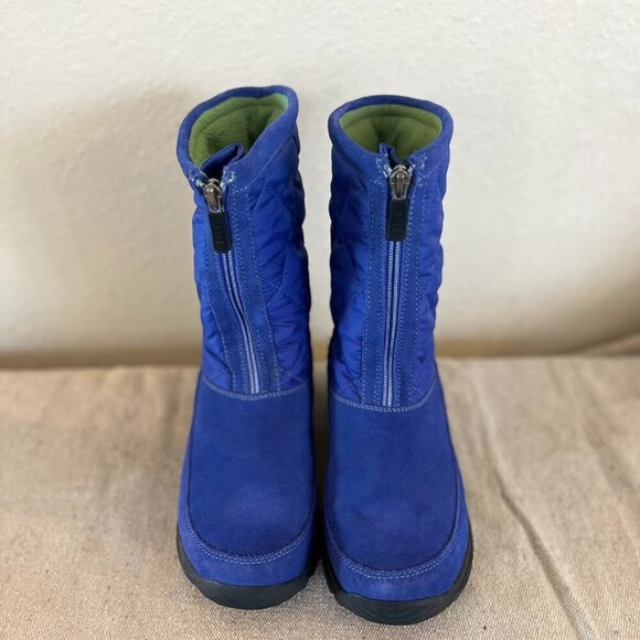 Lands' End Woman's Blue Quilted Suede Weather-Field Outdoor Winter Boots Sz 10 - Picture 1 of 11